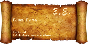 Bums Emma névjegykártya